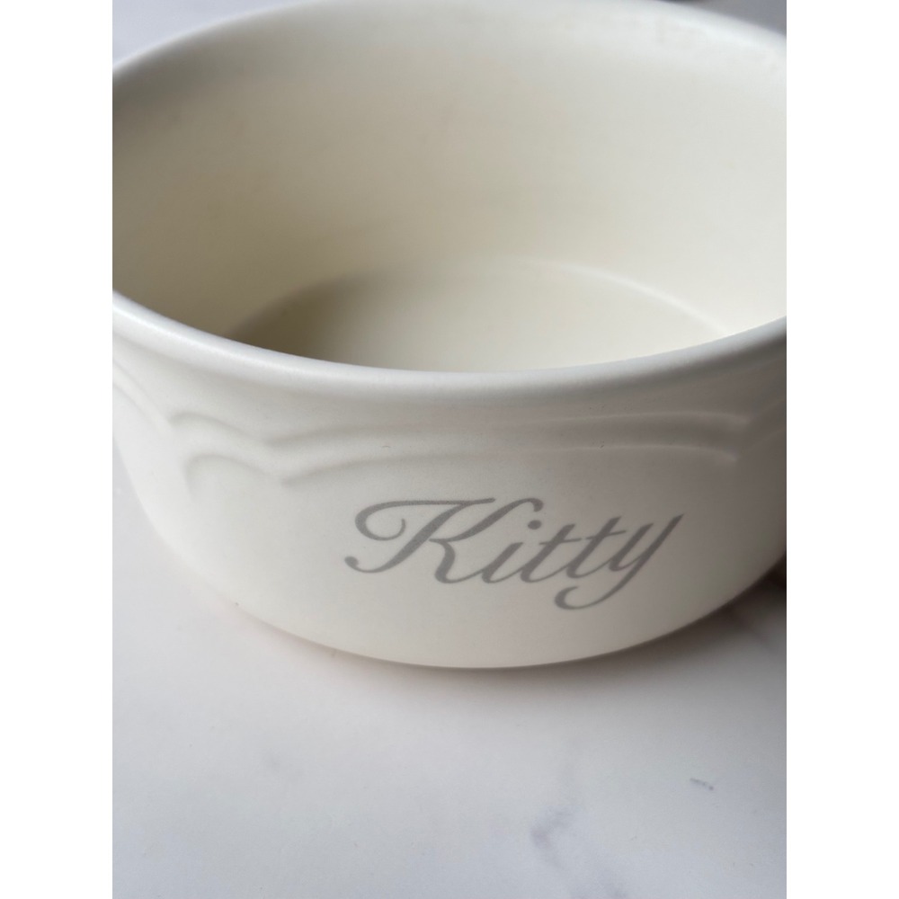 Pfaltzgraff Tea Rose Kitty Cat Pet Bowl Stoneware Floral USA Made